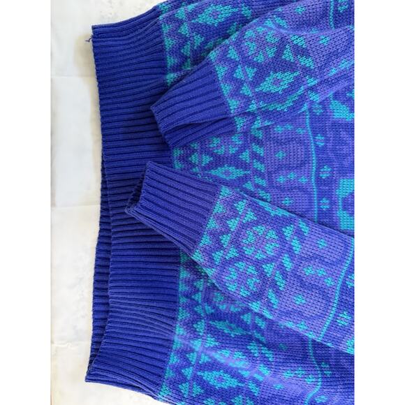 WOMENS 90s Tone PURPLE & Teal VINTAGE EDELWEISS SKIWEAR SWEATER - Picture 6 of 10
